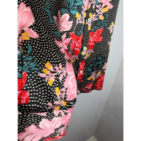 Tell Your Friends Long Sleeve Shirt Button Up Alicia Print Silk Women's XS New - Picture 8 of 16